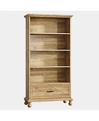 Slickblue 5 Shelf Bookcase with Drawer 71 Inch Bookshelf Wood Legs