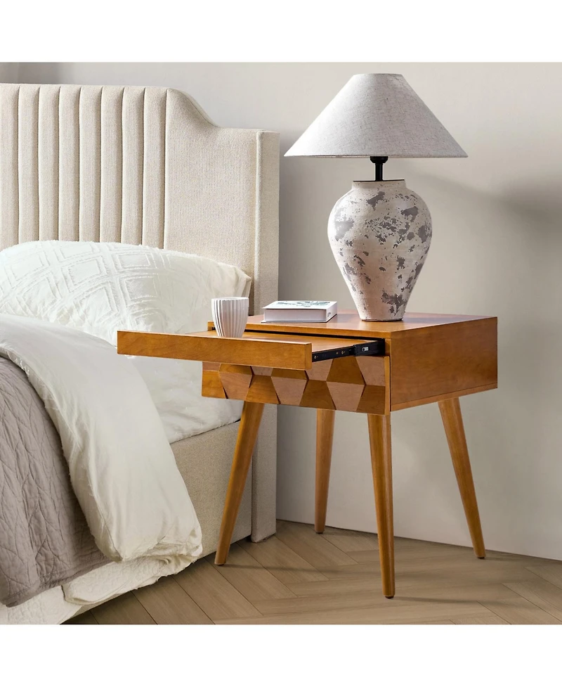 Hulala Home Jacob Mid-Century Modern End Table with Flared Legs