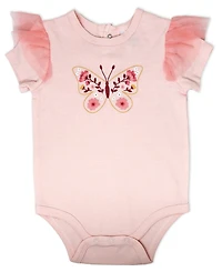 Baby Mode Girls' Short-Sleeve Bodysuit, Pant and Headband