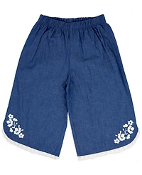 Baby Mode Girls' Short-Sleeve Bodysuit, Denim Pant and Headband, 3-Piece Set