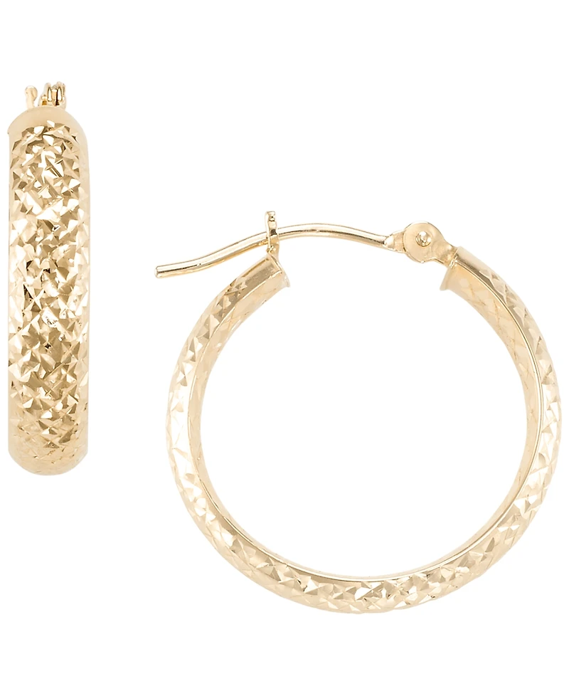 Italian Gold Round Inside-Out Diamond Cut Hoop Earrings in 10k Yellow Gold