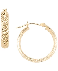 Italian Gold Round Inside-Out Diamond Cut Hoop Earrings in 10k Yellow Gold
