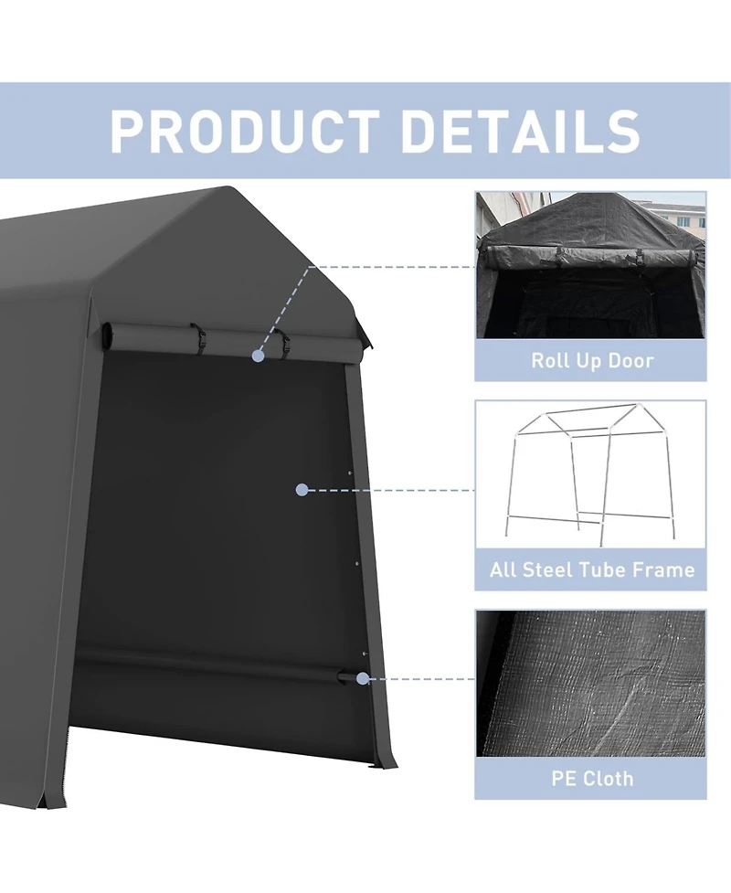 gaomon Outdoor Portable Storage Shelter Shed with Rolled Up Zipper Doors and Vents