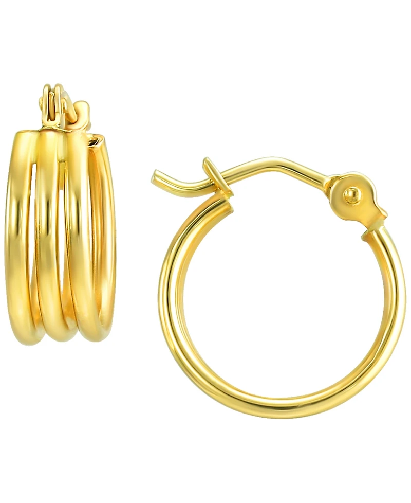 Macy's Three-Row Huggie Hoop Earrings in 10k Yellow Gold