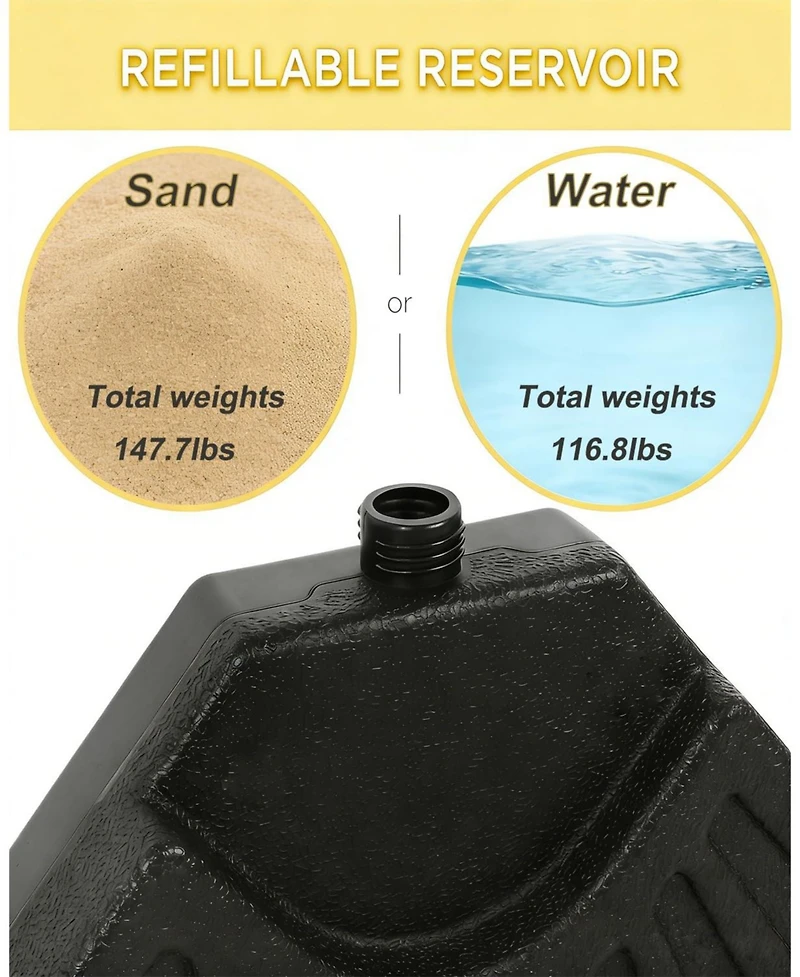gaomon Heavy Duty Fillable Patio Umbrella Base Stand, 4-Piece Cantilever Offset Umbrella Weight Base for Outdoor Garden Backyard