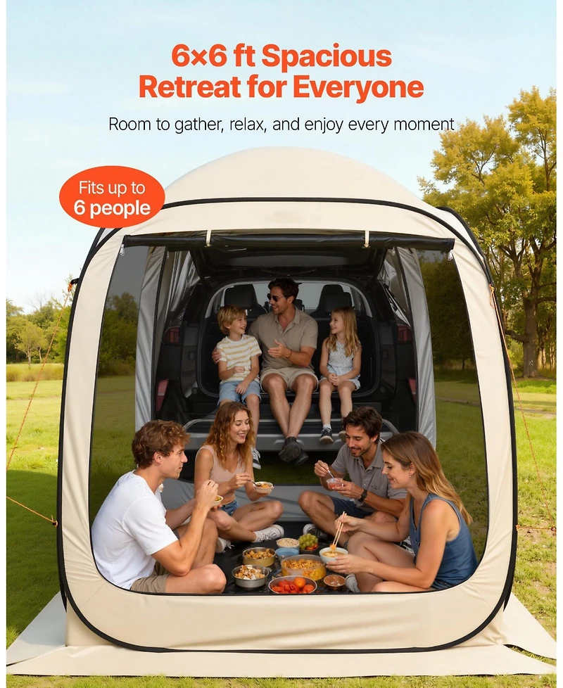 Cozito Screen House Tent, 6 x 6 ft 4-6 Person Suv Tailgate Canopy with Carry Bag