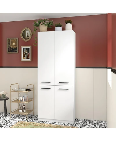 Homsee 79 Inch Tall Laundry Cabinet with Hamper - 31.5" Narrow Closet with Shelves and Pull-Out Basket