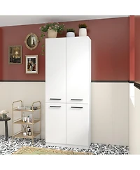 Homsee 79 Inch Tall Laundry Cabinet with Hamper - 31.5" Narrow Closet with Shelves and Pull-Out Basket