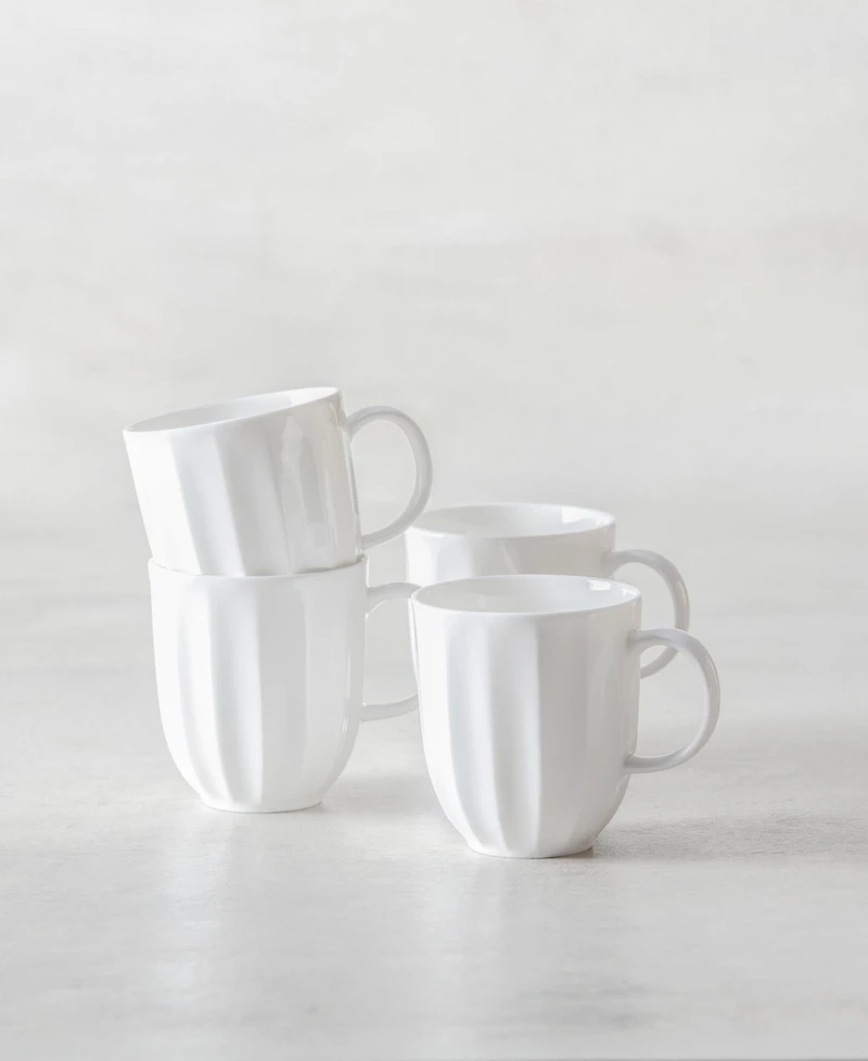 Fortessa Blyss Bone China Scalloped Mugs, Set of 4