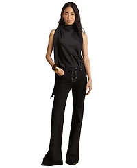 Lauren Ralph Petite Lace-Up High-Rise Flare Jeans