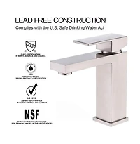 Phying Single Handle Bathroom Faucet, Brushed Nickel Single Hole Bathroom Faucet, Solid Brass Modern Bathroom Sink Faucet