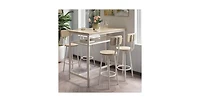 Flynama 5-Piece Kitchen Counter-Height Bar Table Set with 4 Stools, Storage Net for Small Spaces