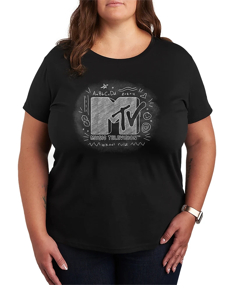 Hybrid Apparel Plus Mtv Chalkboard Logo Graphic T-Shirt