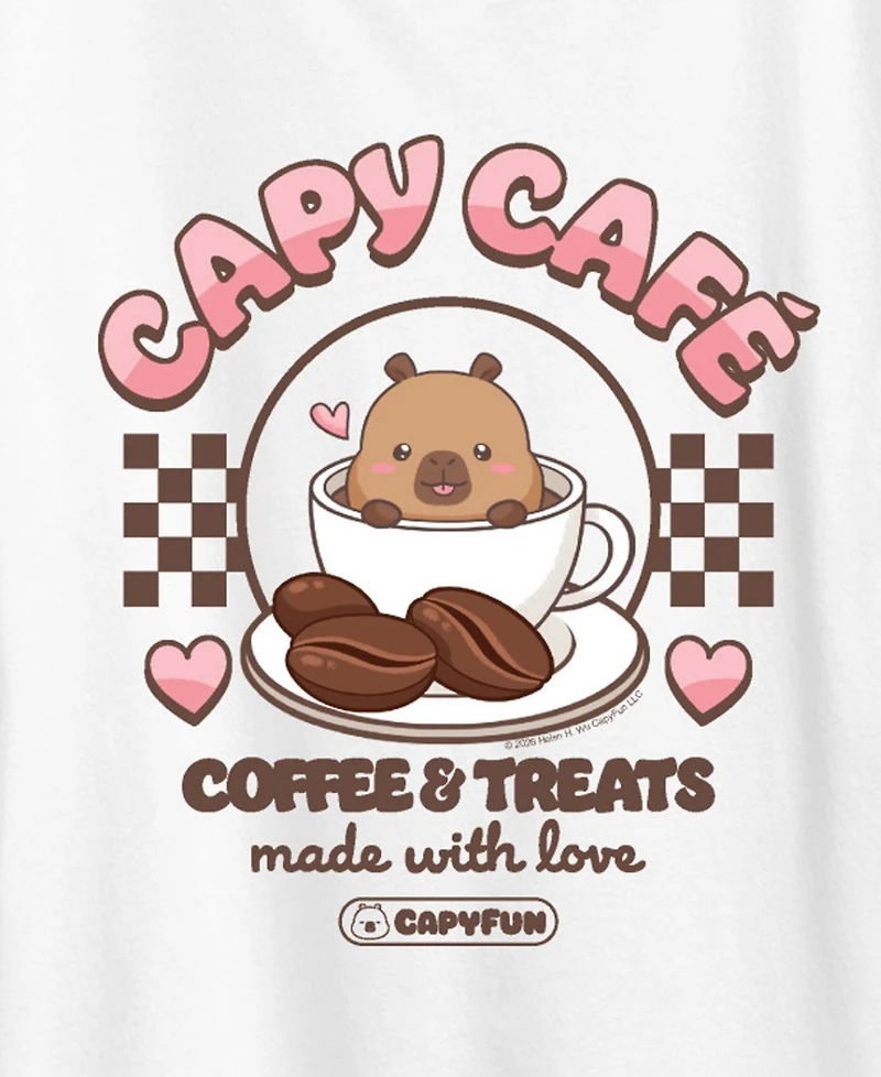 Hybrid Apparel Plus CapyFun Cafe Coffee Graphic T-Shirt