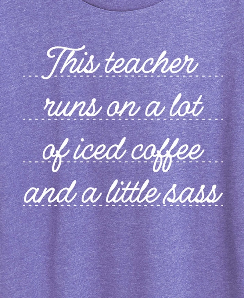 Hybrid Apparel Plus Instant Message This Teacher Runs on Coffee Graphic T-Shirt