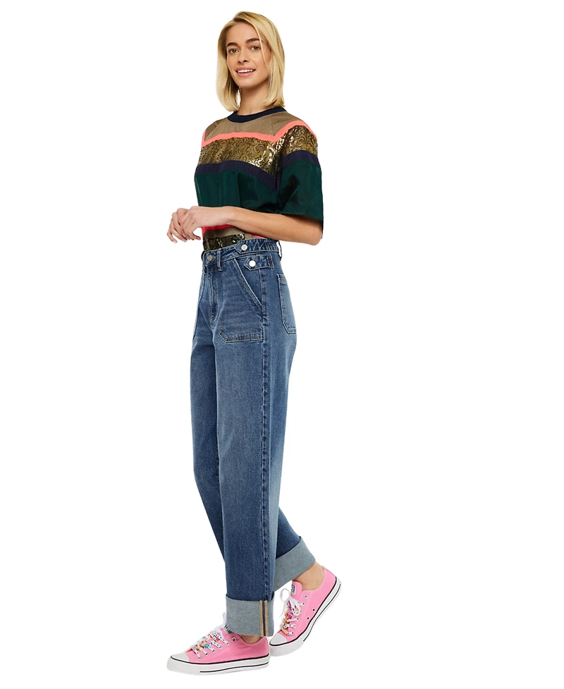 KanCan Women's Haylee Ultra High Rise 90's Wide Leg Jeans