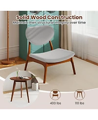 Gymax Accent Chairs Set of 2 With Side Table Living Room Solid Wood Frame