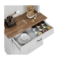 homfan Kitchen Pantry Cabinet with Microwave Stand - Buffet Storage, Glass Doors and Shelves, Appliance Organizer for Dining Room and Coffee Bar