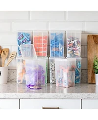 Iris Usa Vertical Flip Top Storage Container, Plastic Bins with Lids, 10 Pack