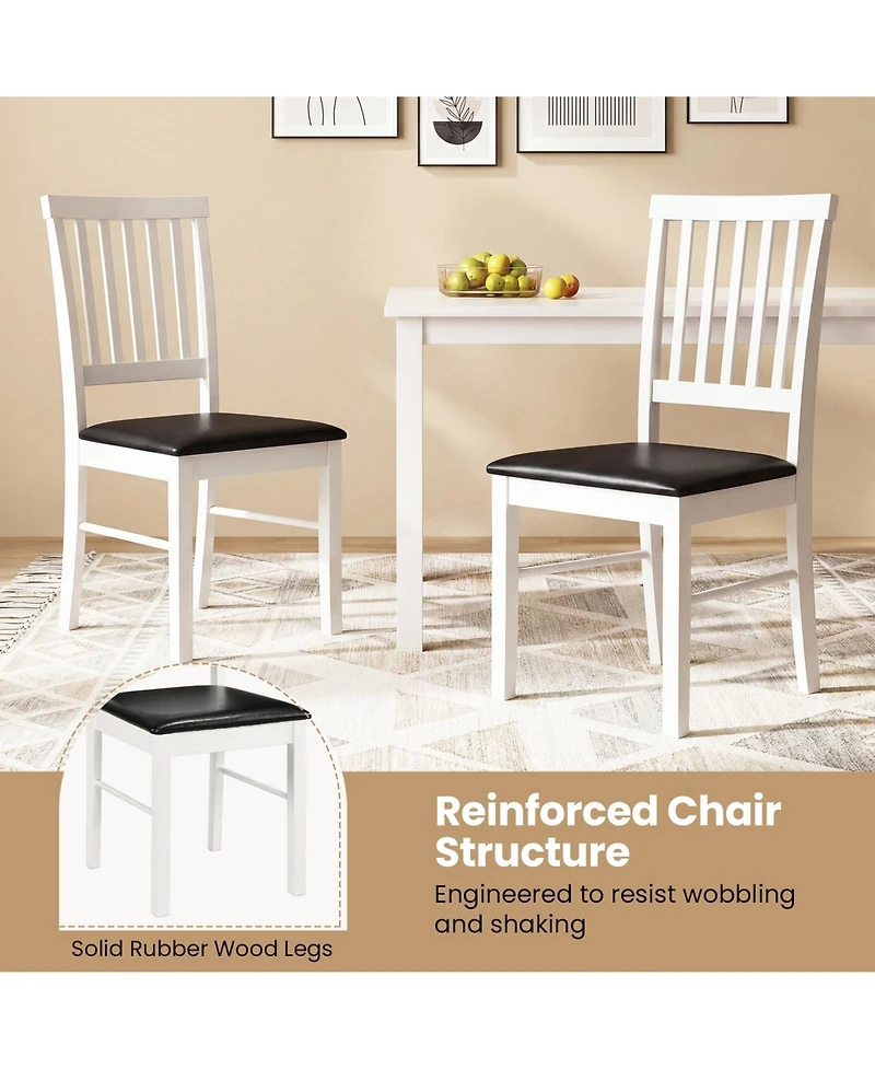 Gymax Dining Chairs Set of 4 With Hollowed Backrest Padded Seat and Rubber Wood Legs
