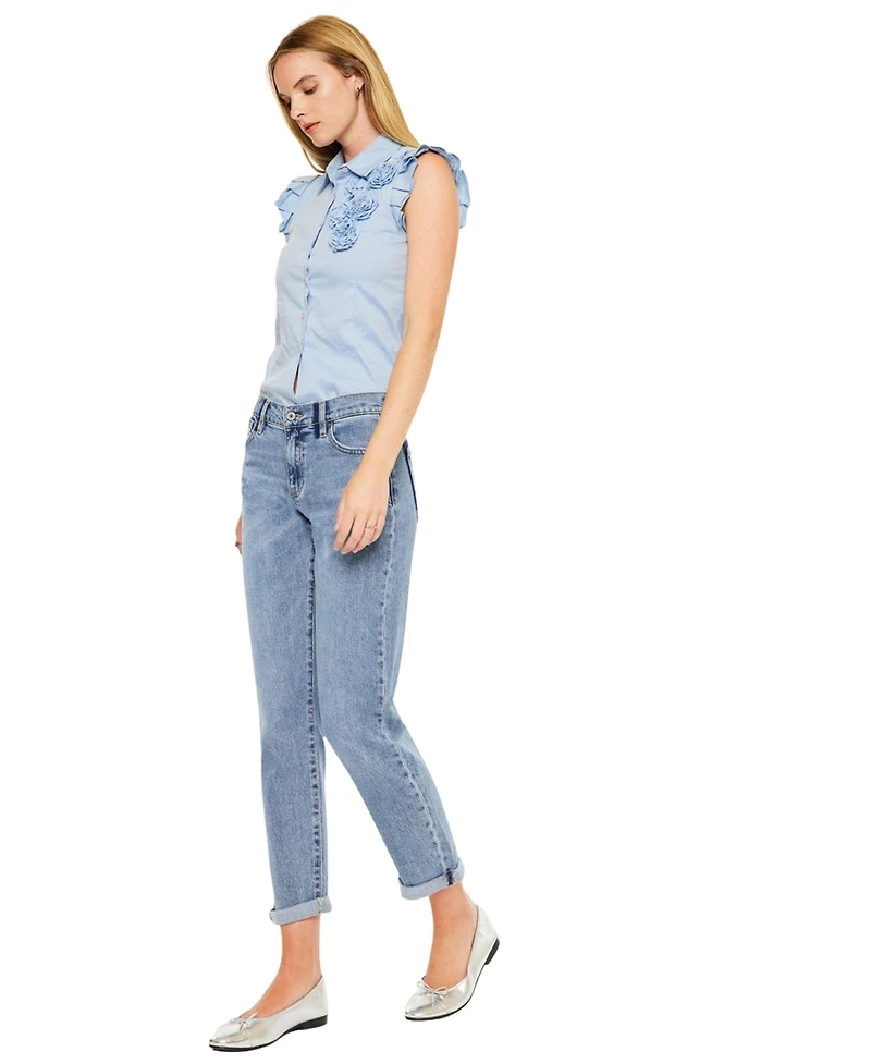 KanCan Women's Lindsey Mid Rise Slim Boyfriend Jeans