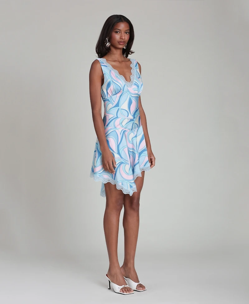 Avec Les Filles Women's Lace Trim Bias Mini Dress