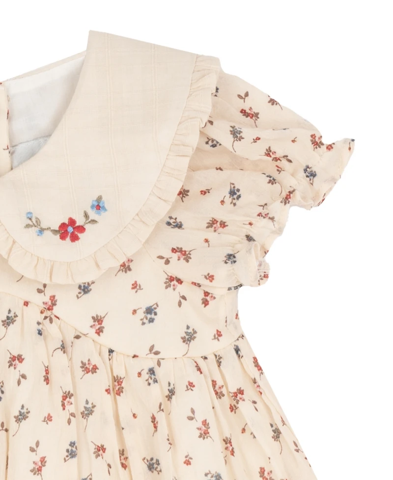Rare Editions Baby Girls' Printed Ditsy Floral Cotton Voile Dress and Diaper Cover, 2-Piece Set