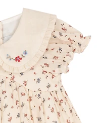Rare Editions Baby Girls' Printed Ditsy Floral Cotton Voile Dress and Diaper Cover, 2-Piece Set