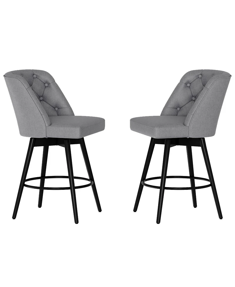 homfan Set of 2 Swivel Counter Height Bar Stools with Backs, Modern Chairs for Kitchen Island and Home