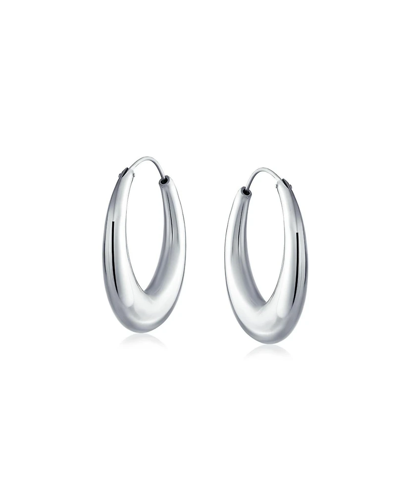 Bling Jewelry Simple Plain Circle Crescent Tapered Tube Hollow Puff Tube Round Hoop Earrings Sterling Silver