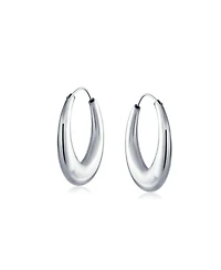Bling Jewelry Simple Plain Circle Crescent Tapered Tube Hollow Puff Tube Round Hoop Earrings Sterling Silver