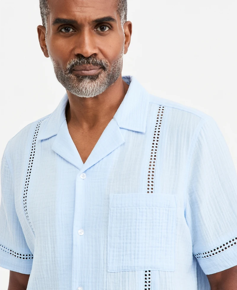Club Room Men's Gauze Camp Collar Short-Sleeve Shirt, Macy's Exclusive