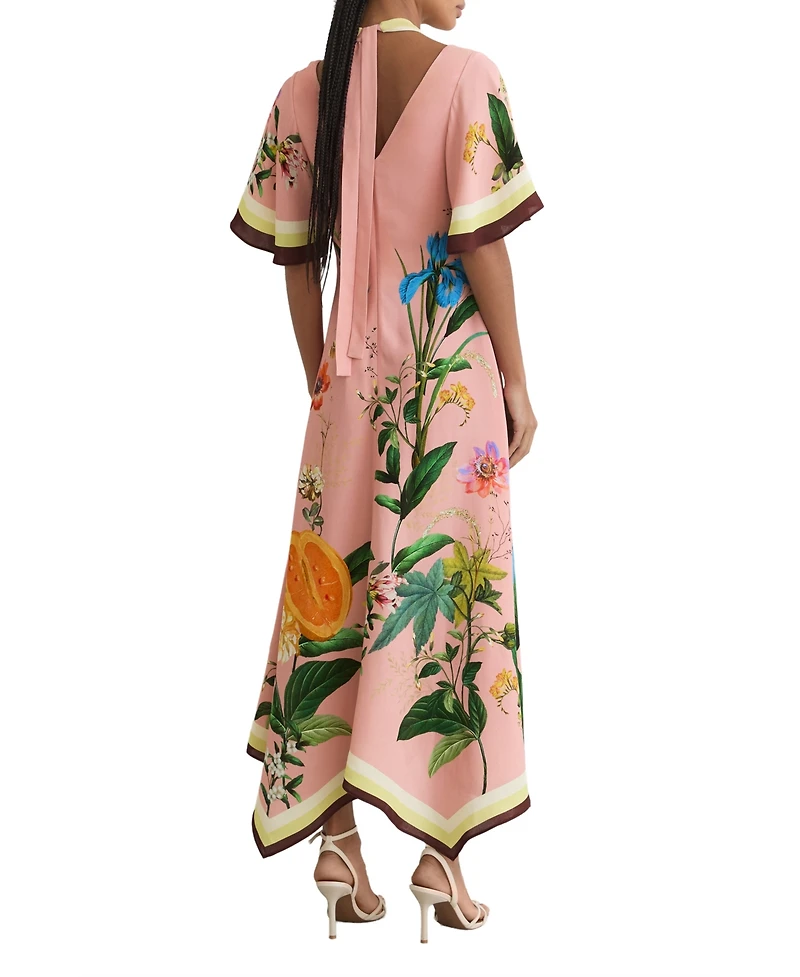 Reiss Women's Floral-Print Cut-Out Midi Dress