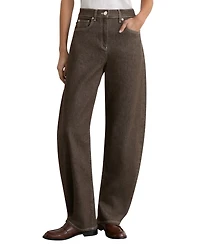 Reiss Women's Barrel-Leg Topstitched Jeans