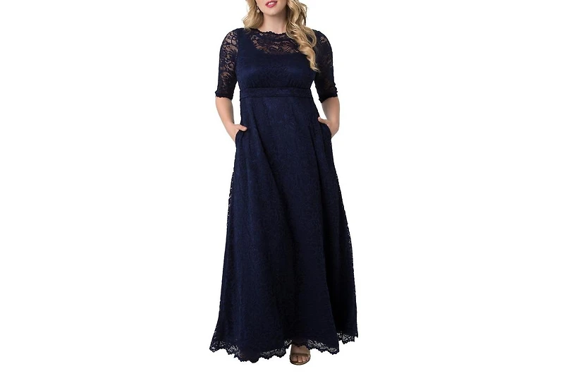 Kiyonna Plus Women'sPlus Leona Lace Long Formal Gown
