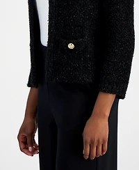 I.n.c. International Concepts Women's Petite Eyelash-Knit Gold-Tone Button Cardigan, Macy's Exclusive