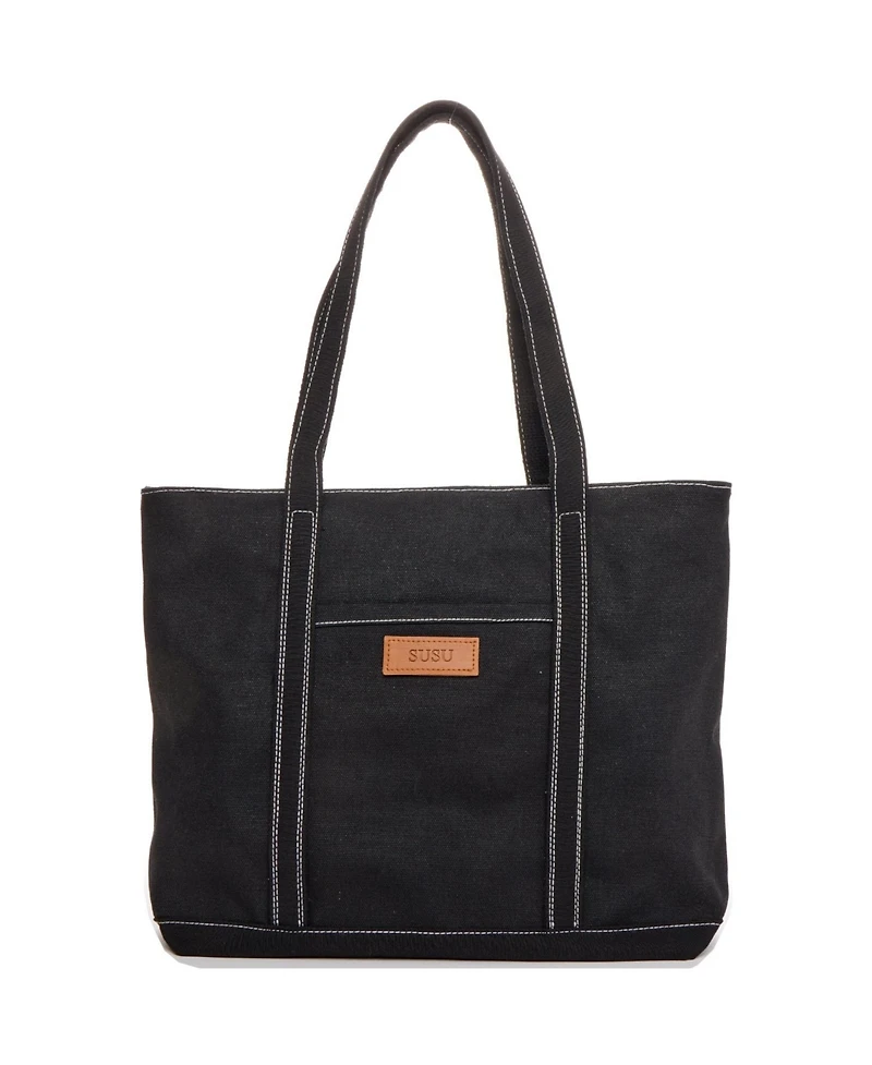 Susu Women's Canvas Laptop Tote Bag Commuter Work Everyday Shoulder Purse