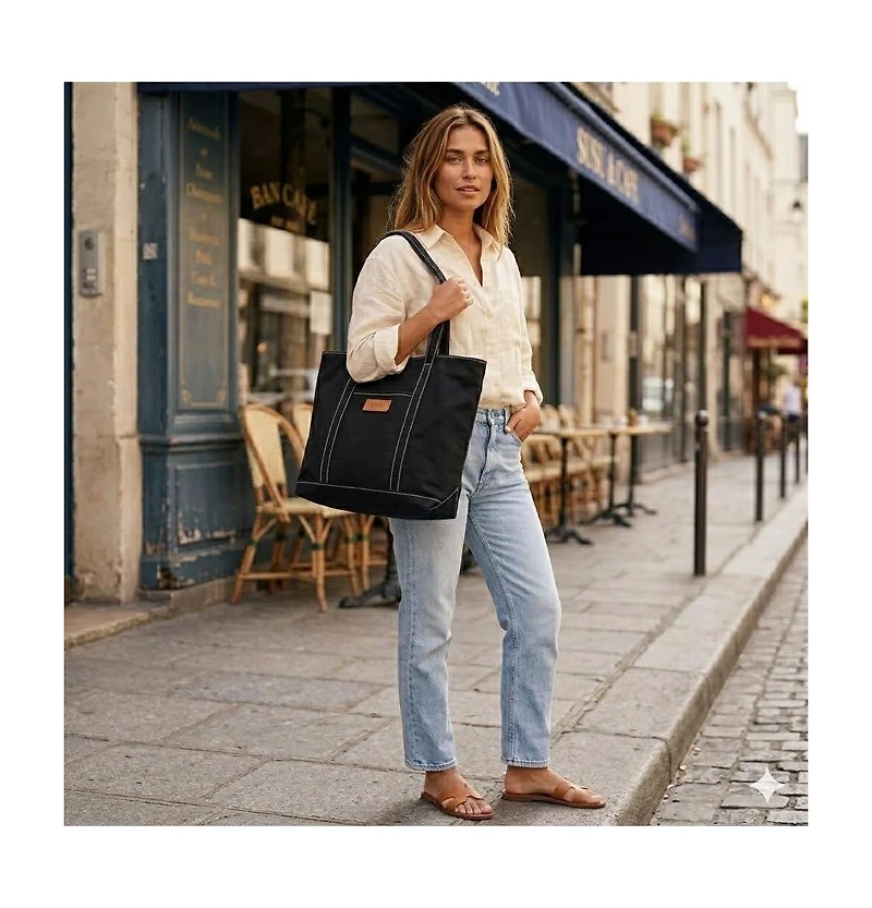 Susu Women's Canvas Laptop Tote Bag Commuter Work Everyday Shoulder Purse