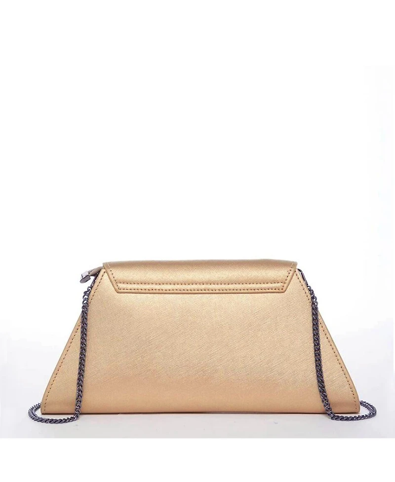 Susu Women's Metallic Envelope Clutch Saffiano Leather Evening Bag for Party Wedding Crossbody with Chain Strap