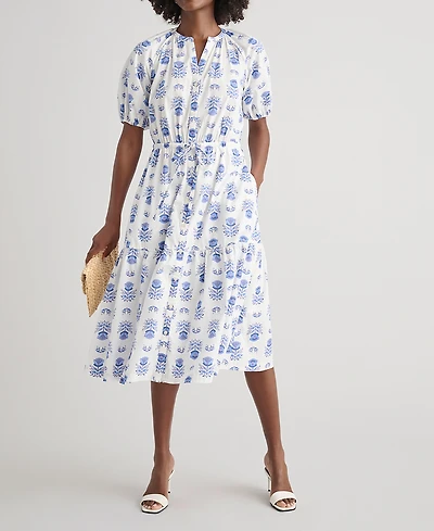 UNTUCKit Women's Stretch Cotton Printed Brigette Midi Dress