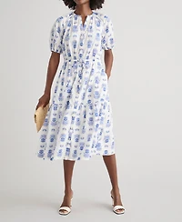 UNTUCKit Women's Stretch Cotton Printed Brigette Midi Dress
