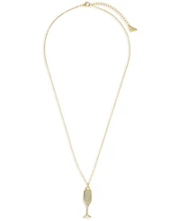 Sterling Forever Rhodium-Plated Brass Pave Cubic Zirconia Champange Flute Pendant Necklace