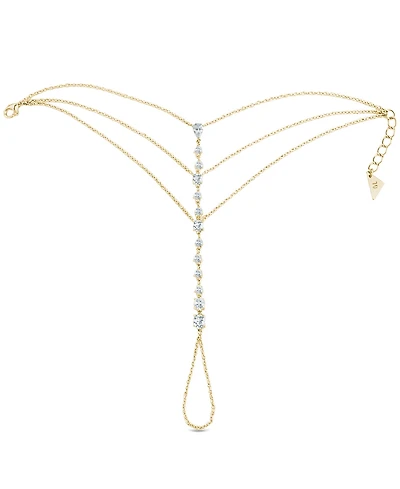 Sterling Forever Rhodium-Plated Brass Anselma Cubic Zirconia Hand Chain
