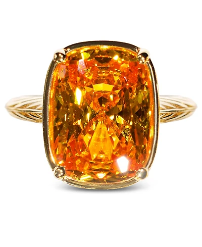 Sterling Forever Elongated Cushion Canary Cubic Zirconia Cocktail Ring