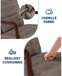 gaomon 2-Piece Chenille Accent Chairs, Mid-Century Style, Sturdy Wooden Frame, Comfortable Reading Chair with Lumbar Pillow