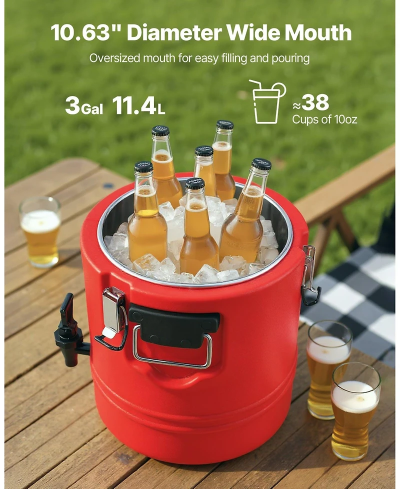 Cozito Insulated Beverage Dispenser, 3 Gal 11.4L Hot and Cold Drink Server with Spigot