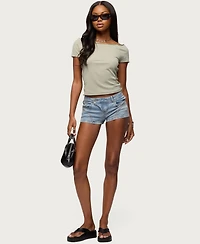 Edikted Women's Kamalah Boat Neck Cotton T Shirt
