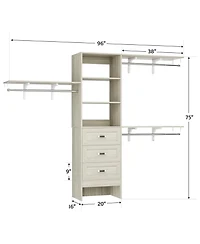 Aheaplus Closet Organizer System with Hanging Rods and Shelves, Wardrobe Drawers