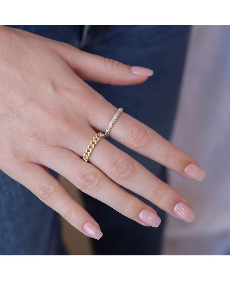 The Lovery Cz Curb Link Ring 14K Gold Plated Sterling Silver