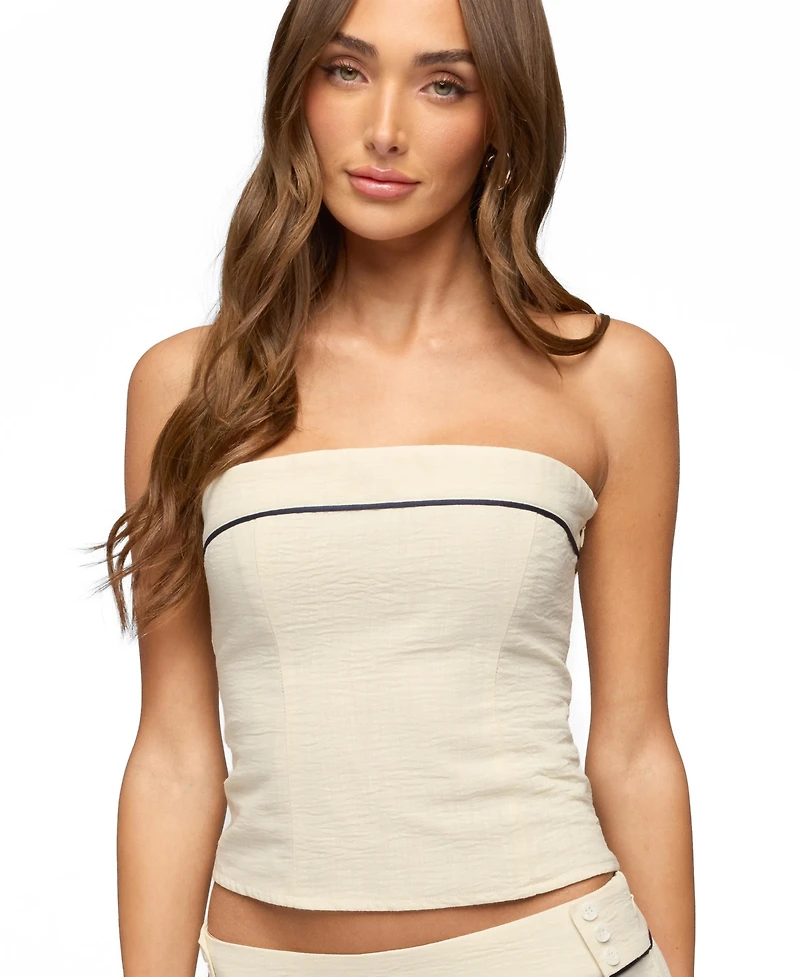 Edikted Women's Dorine Contrast Woven Strapless Top